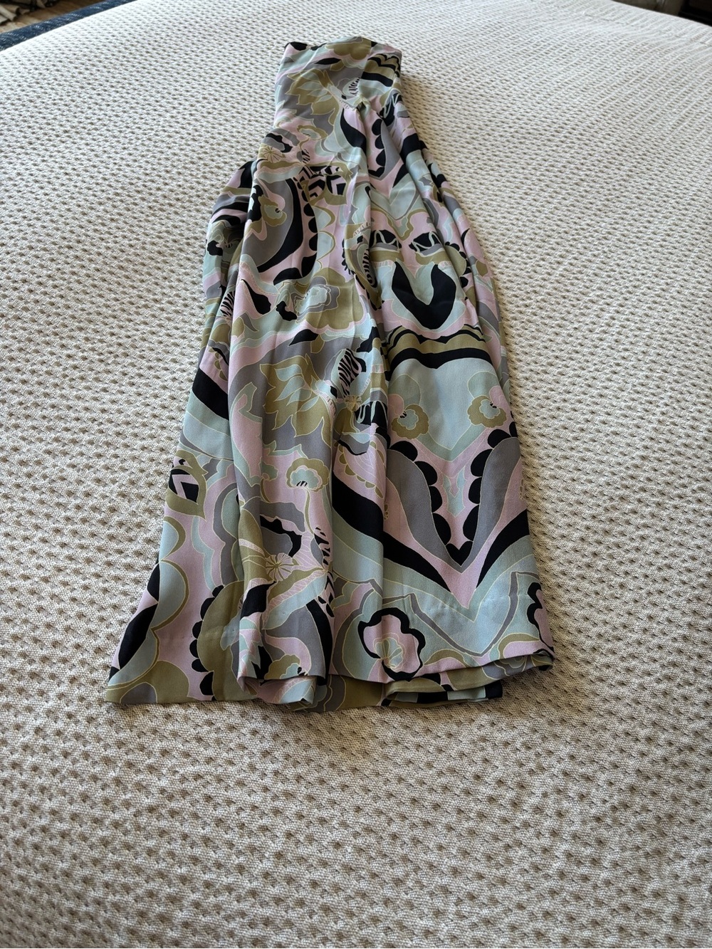 Abstract Print Palazzo Pants in Pastel Pink, Green & Black